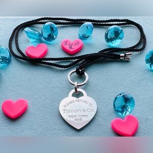 🖤 NEW Retired Tiffany & Co Silk Cord Silver Round Clasp Necklace, 30 inches